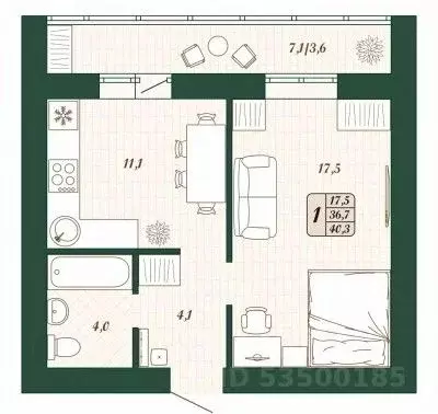1-к кв. Самарская область, Волжский район, Смышляевка городское ... - Фото 1
