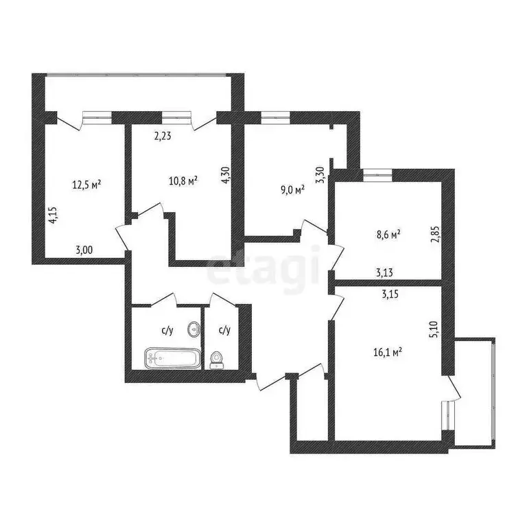 4-комнатная квартира: Белгород, улица Губкина, 16Б (116 м) - Фото 1