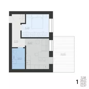 Продаётся 1-к квартира, 52.97 м - Фото 0