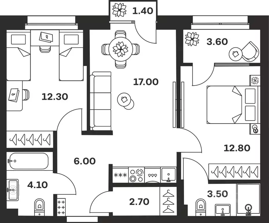 2-к кв. Тульская область, Тула ул. Михеева, 9А (63.4 м) - Фото 1
