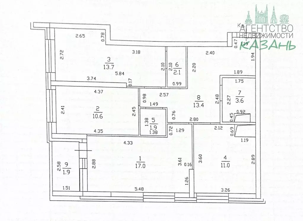 3-к кв. Татарстан, Казань ул. Аметьевская магистраль, 16к2 (70.0 м) - Фото 2
