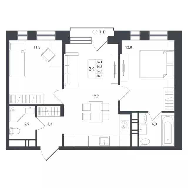 2-комнатная квартира: Московская область, городской округ Подольск, ... - Фото 1