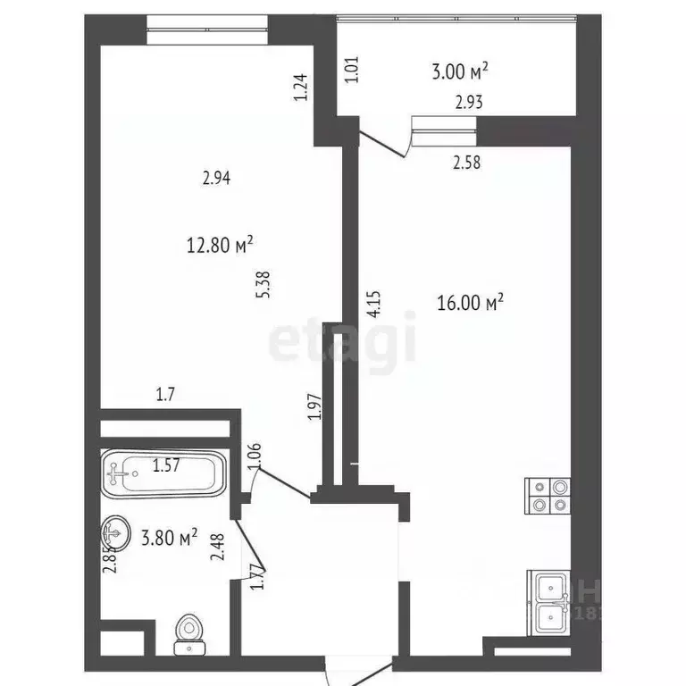 1-к кв. Ростовская область, Батайск ул. Ушинского, 41к1 (40.0 м) - Фото 1