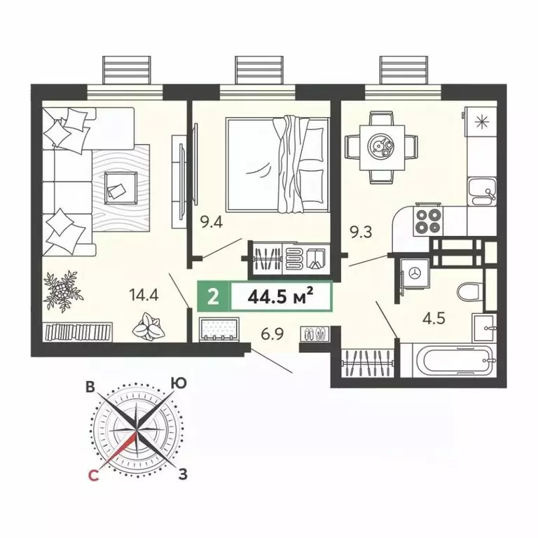 2-к кв. Пензенская область, Пензенский район, Засечный сельсовет, с. ... - Фото 1