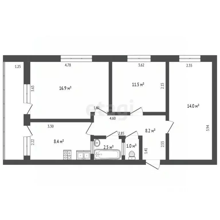 3-к кв. Калининградская область, Калининград Каменная ул., 9 (62.5 м) - Фото 1
