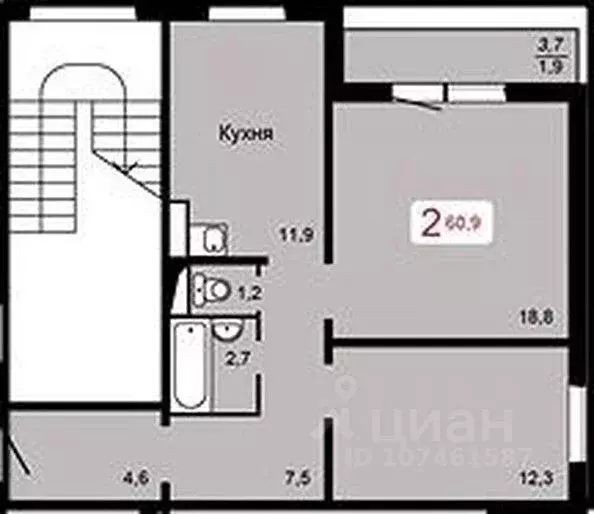 2-к кв. Красноярский край, Красноярск Аральская ул., 49 (61.0 м) - Фото 0