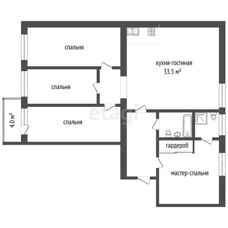 4-комнатная квартира: Тюмень, улица Газовиков, 25к2 (114.7 м) - Фото 0