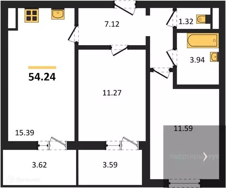 Продаётся 2-к квартира, 54.24 м - Фото 0