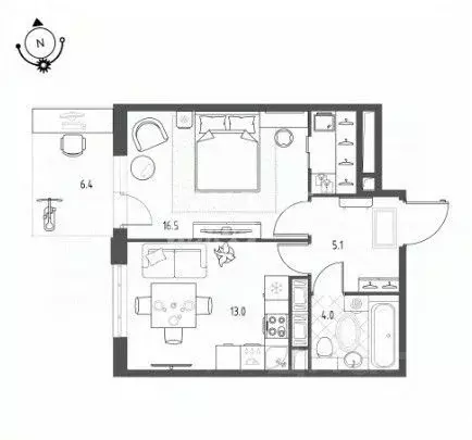 1-к кв. Омская область, Омск Зеленая река мкр, 12 (38.6 м) - Фото 2