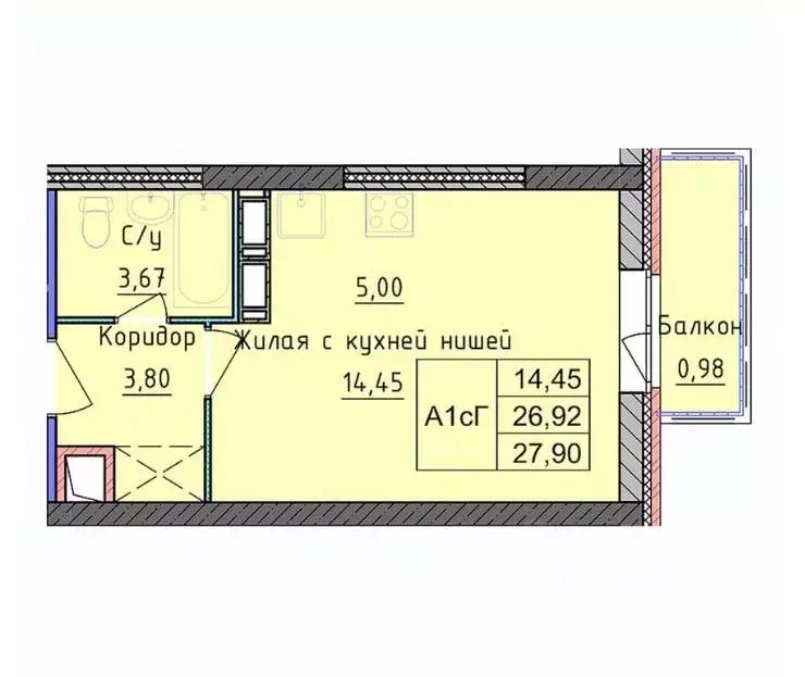 Студия Ярославская область, Ярославль Тутаевское ш., 109 (27.9 м) - Фото 1