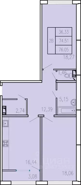2-к кв. Чувашия, Чебоксары ул. П.В. Дементьева, 5 (76.05 м) - Фото 1