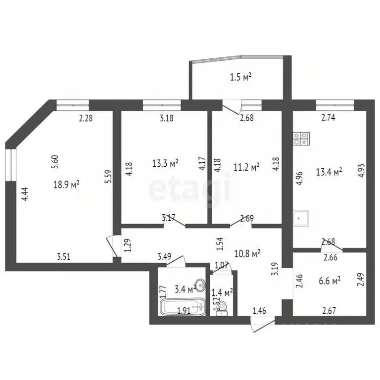 3-к кв. Мордовия, Саранск ул. Победы, 22к1 (80.0 м) - Фото 2