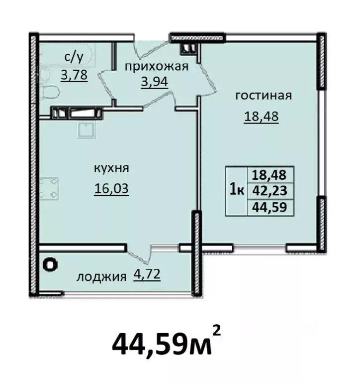 1-к кв. Крым, Симферопольский район, с. Мирное ул. 9 мая, 5 (44.59 м) - Фото 1