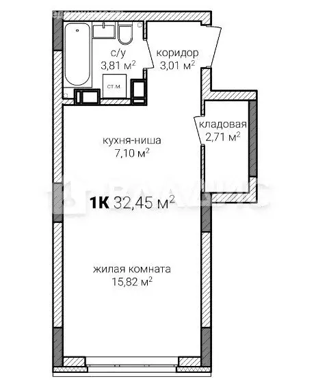 Квартира-студия: Нижний Новгород, улица Героя Советского Союза ... - Фото 0