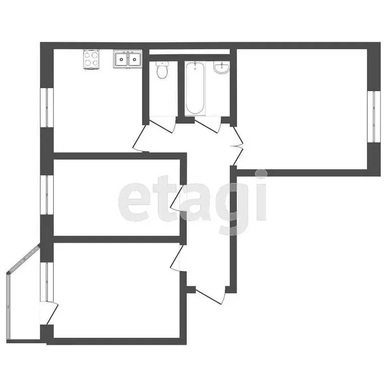 3-комнатная квартира: Тюмень, Холодильная улица, 21 (70 м) - Фото 1