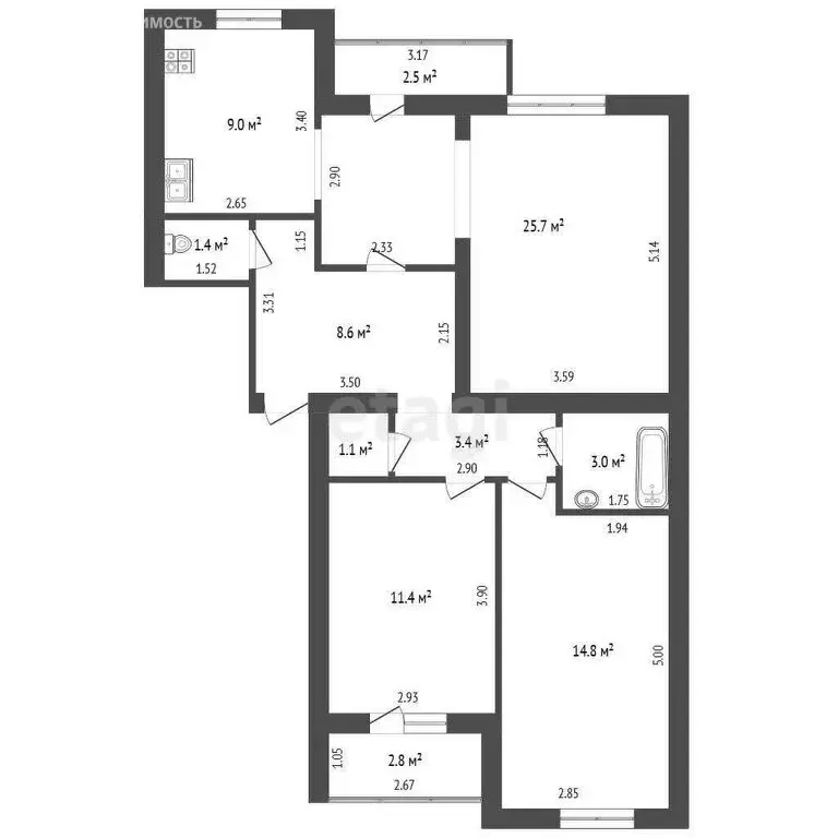 3-комнатная квартира: Прохладный, улица Свободы, 355 (78 м) - Фото 1