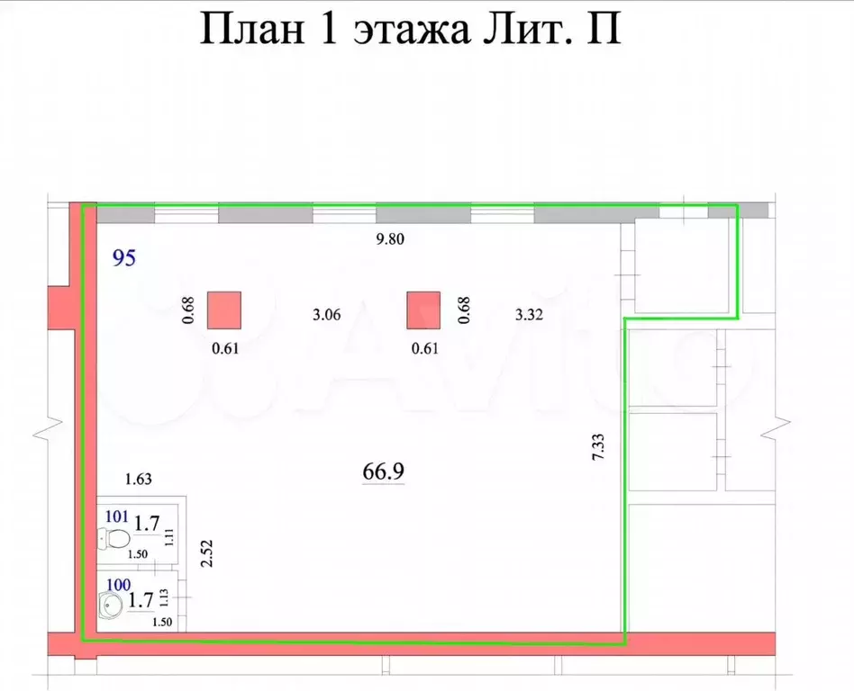 Помещение на первой линии потолки 3м - Фото 0
