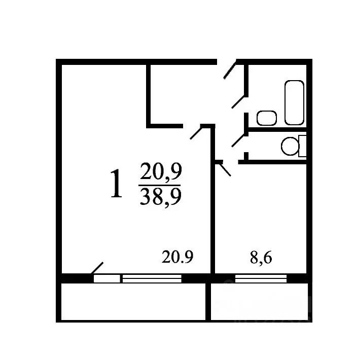 1-к кв. Москва Клязьминская ул., 13 (42.0 м) - Фото 1