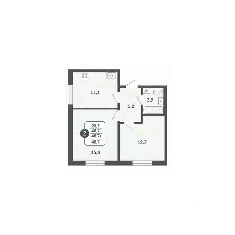 2-к кв. Кировская область, Киров Московская ул., 209 (48.7 м) - Фото 1