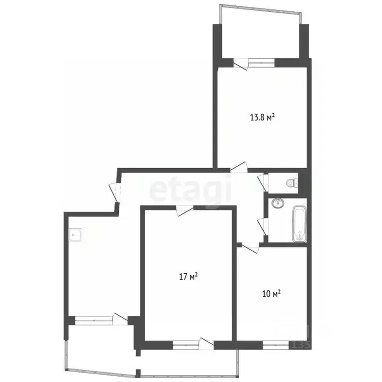 3-к кв. Челябинская область, Озерск Заозерный мкр, 6/3 (65.0 м) - Фото 2