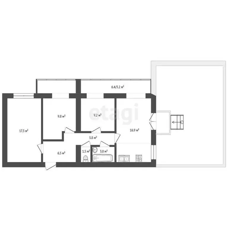 3-комнатная квартира: Вологда, улица Возрождения, 86А (67.9 м) - Фото 1