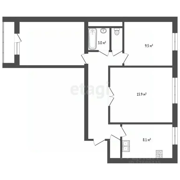 3-к кв. Москва Новороссийская ул., 16К2 (61.0 м) - Фото 1