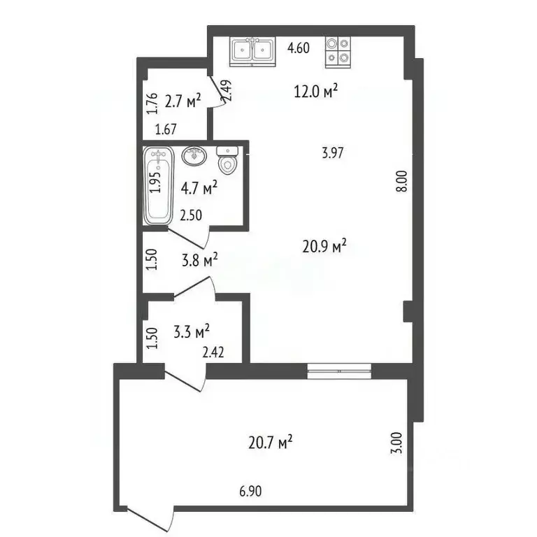 1-к кв. Ростовская область, Ростов-на-Дону ул. Нансена, 93с1 (47.4 м) - Фото 1