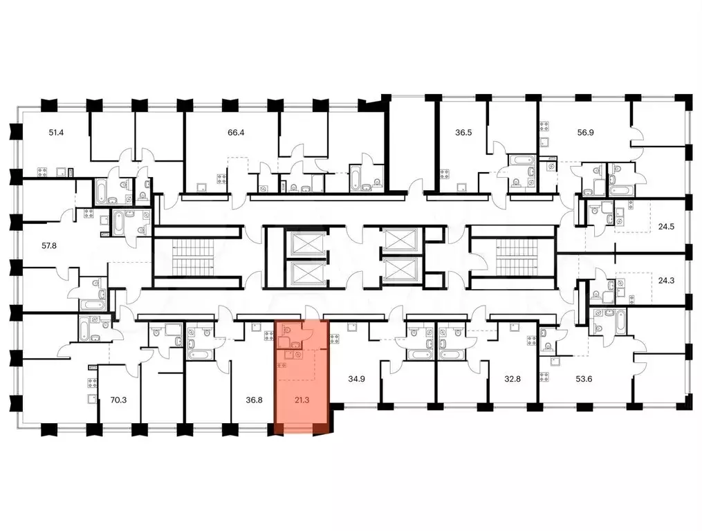 Квартира-студия, 21,3 м, 2/32 эт. - Фото 1