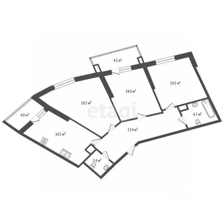 3-к кв. Калининградская область, Калининград Елизаветинская ул., 3 ... - Фото 1