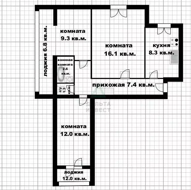 3-к кв. Башкортостан, Уфа ул. Степана Кувыкина, 18 (61.9 м) - Фото 1