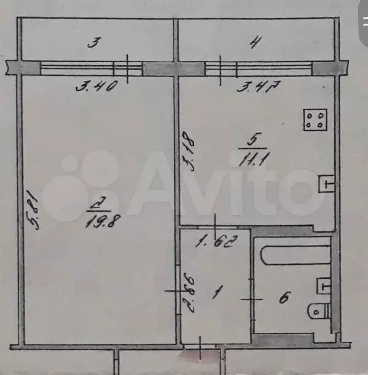 1-к. квартира, 40,6 м, 3/5 эт. - Фото 0