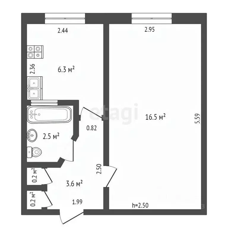 1-к кв. Крым, Евпатория ул. Советская, 10 (29.3 м) - Фото 1