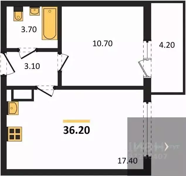 1-к кв. Воронежская область, Воронеж ул. Полковника Богомолова, 1 ... - Фото 1