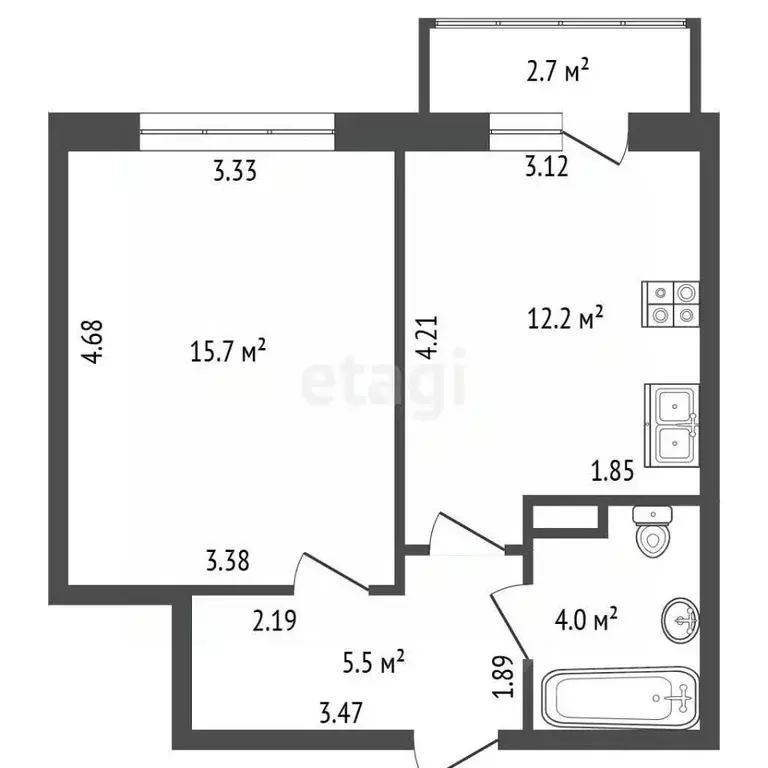 1-к кв. Санкт-Петербург просп. Юнтоловский, 49К5 (38.0 м) - Фото 2