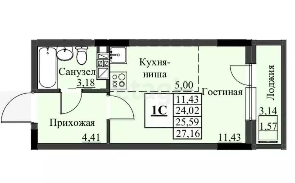 Квартира-студия: Ижевск, Тверская улица, 51к1 (23.7 м) - Фото 0