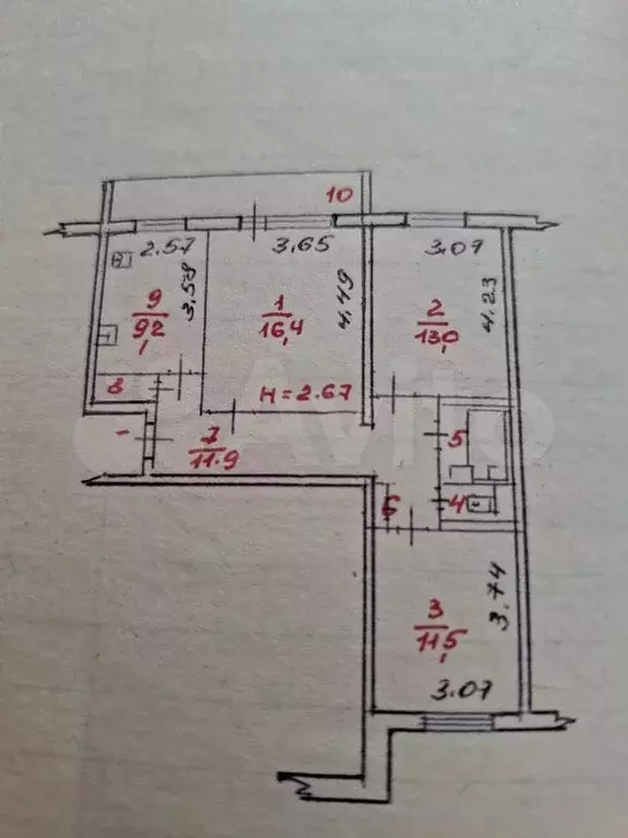 3-к. квартира, 67 м, 2/9 эт. - Фото 0