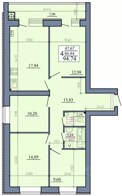 4-к кв. Рязанская область, Рыбное  (94.74 м) - Фото 0