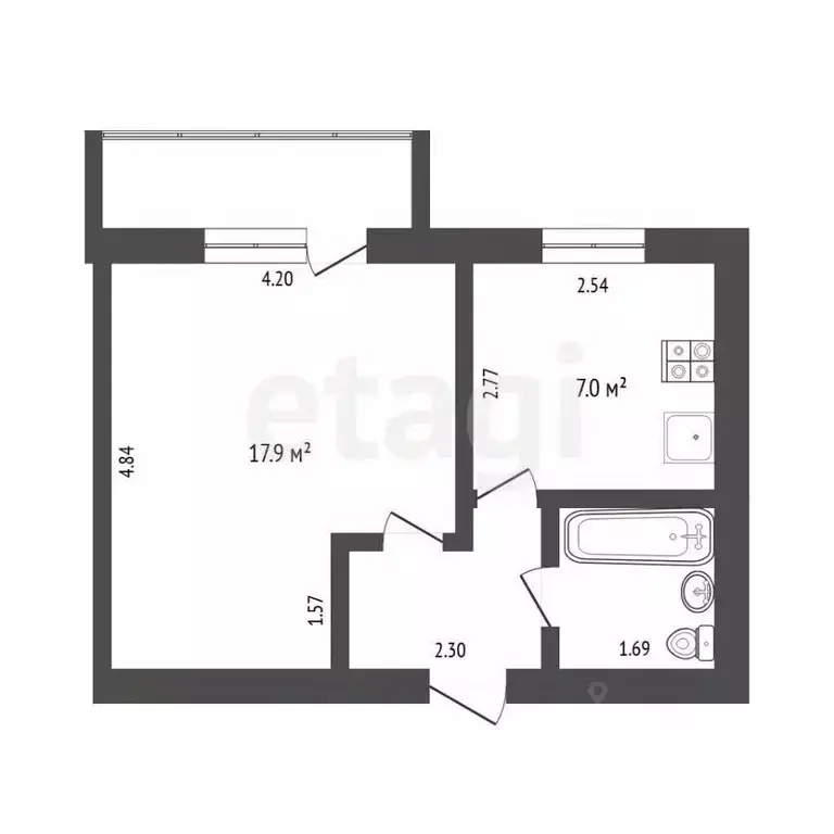 1-к кв. Тюменская область, Тюмень проезд Стахановцев, 2 (31.0 м) - Фото 2
