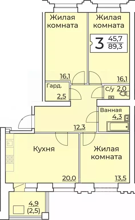 3-к кв. Чувашия, Чебоксары ул. Пирогова, 10А (90.55 м) - Фото 0