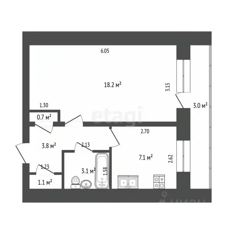 1-к кв. Мордовия, Саранск ул. Веселовского, 35 (39.0 м) - Фото 2