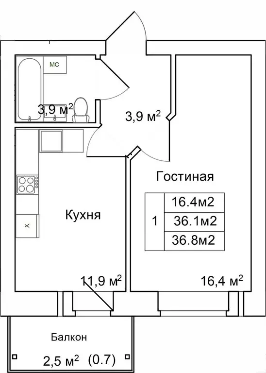 1-комнатная квартира: Псков, исторический район Запсковье, переулок ... - Фото 0