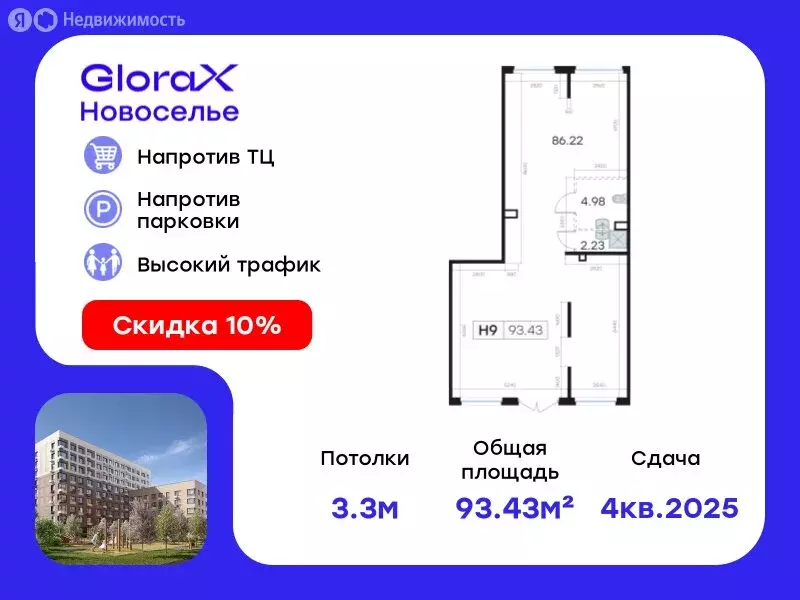 Помещение свободного назначения (93.43 м) - Фото 0