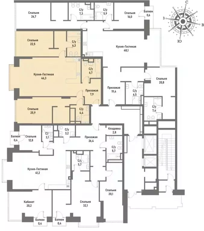3-к кв. Москва ул. Матросская Тишина, 12 (120.1 м) - Фото 2