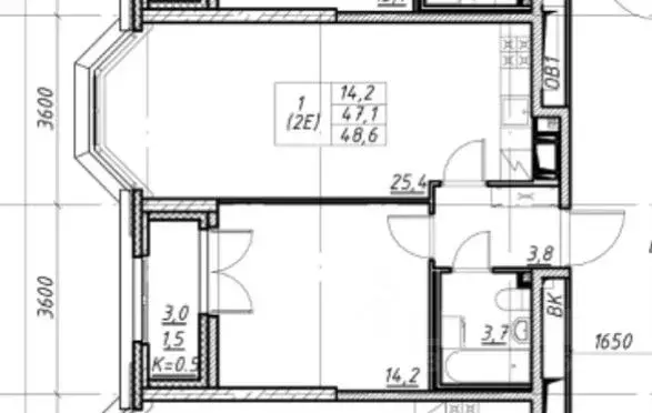 1-к кв. Санкт-Петербург ул. Дыбенко, 3 (46.8 м) - Фото 2