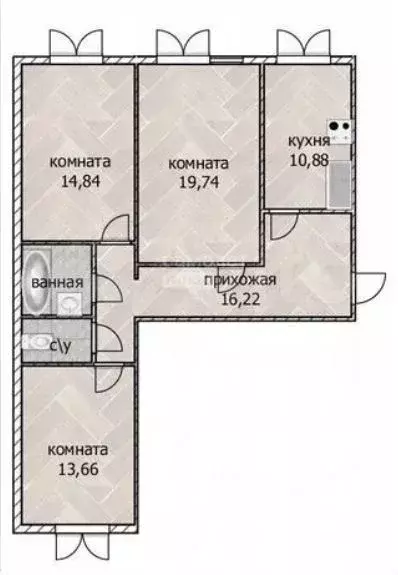 3-к кв. Томская область, Томск тракт Иркутский, 17 (65.0 м) - Фото 0