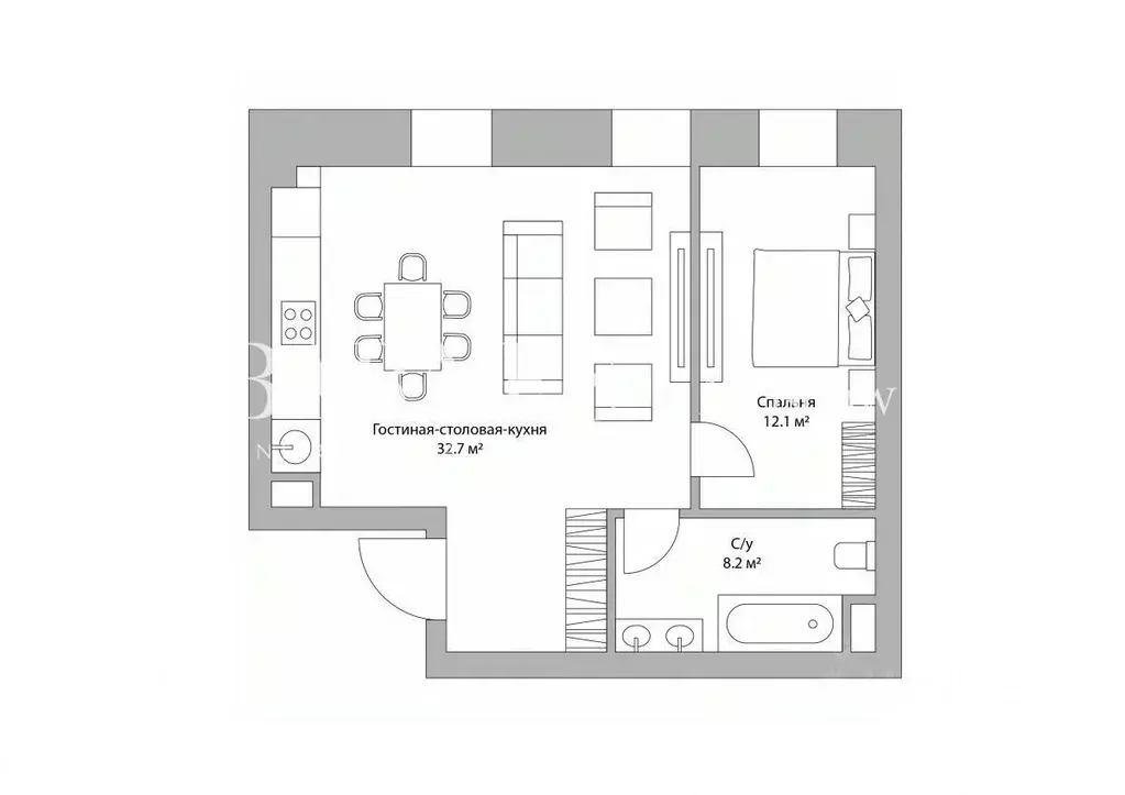 2-к кв. Москва ул. Большая Полянка, 44 (52.9 м) - Фото 1