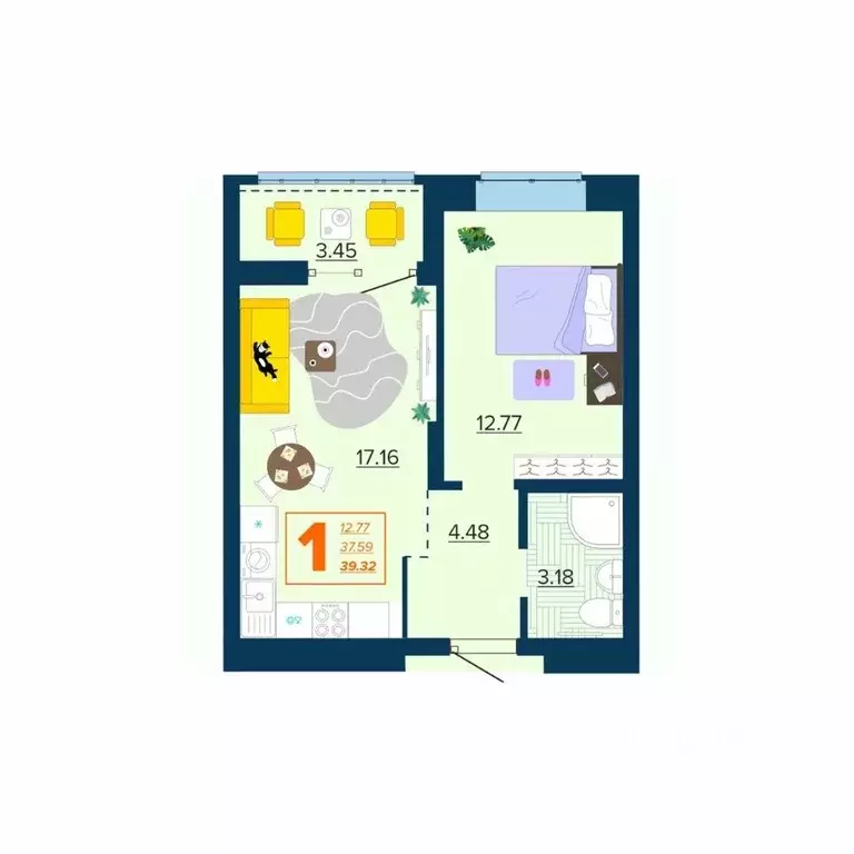 1-к кв. Брянская область, Брянск Московский мкр, Микрорайон Акватория ... - Фото 1