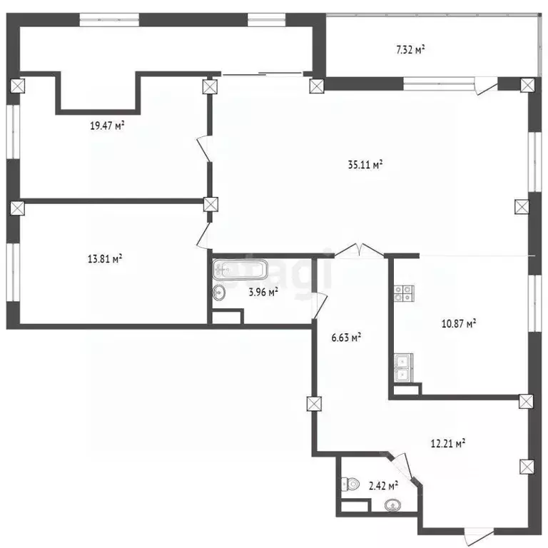 3-к кв. Тюменская область, Тюмень ул. Академика Сахарова, 36 (102.9 м) - Фото 1