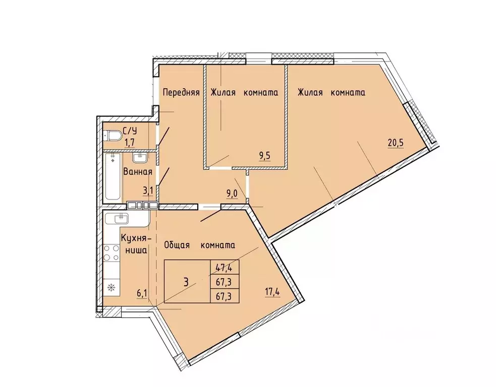 3-к кв. Приморский край, Артем  (69.5 м) - Фото 1