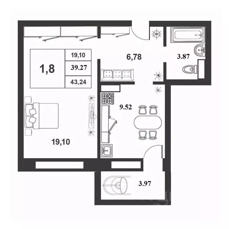 1-к кв. Новгородская область, Великий Новгород ул. Королева, 22к2 ... - Фото 1
